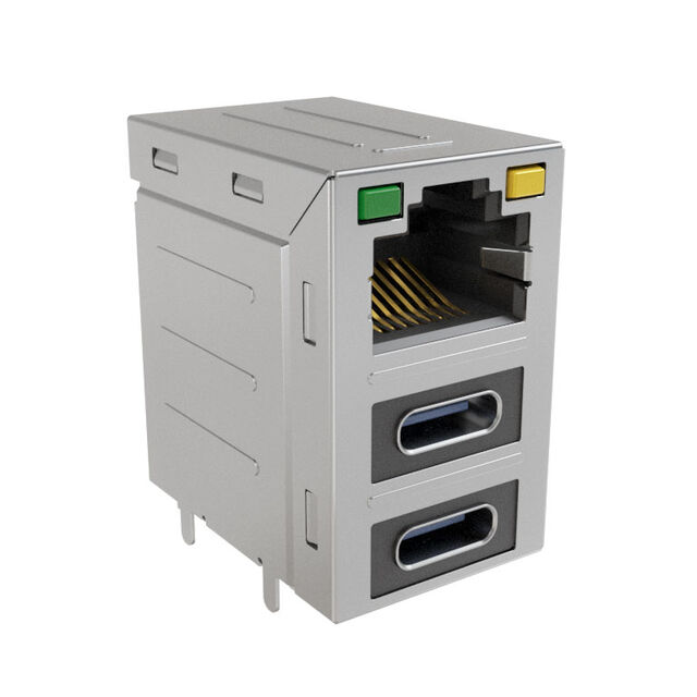 安費(fèi)諾模塊化連接器 RJE36188344CH 堆疊 RJ45，2 個 USB Type C，帶 LED G/Y